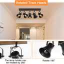 5-Light Track Light Fixtures, Adjustable Ceiling/Wall Mount Spotlight, Industrial Black Kitchen Track Lighting for Living Room, Dining Room, Hallway, Bathroom