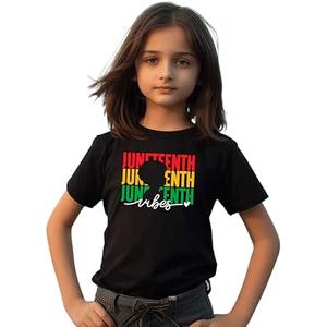 hrcfbk Repeating Juneteenth Vibes Kids Toddler Baby Boys Girls Shirt Independence Day Black History Shirt (5T,Juneteenth Vibes) 120