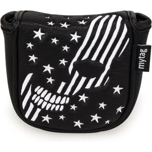 Mytag Skull Skeleton Golf Head Covers Black Synthetic Leather Golf Headcovers Set Fits Driver Fairway Wood Hybrid/Utility Putter Iron Wedge Headcover