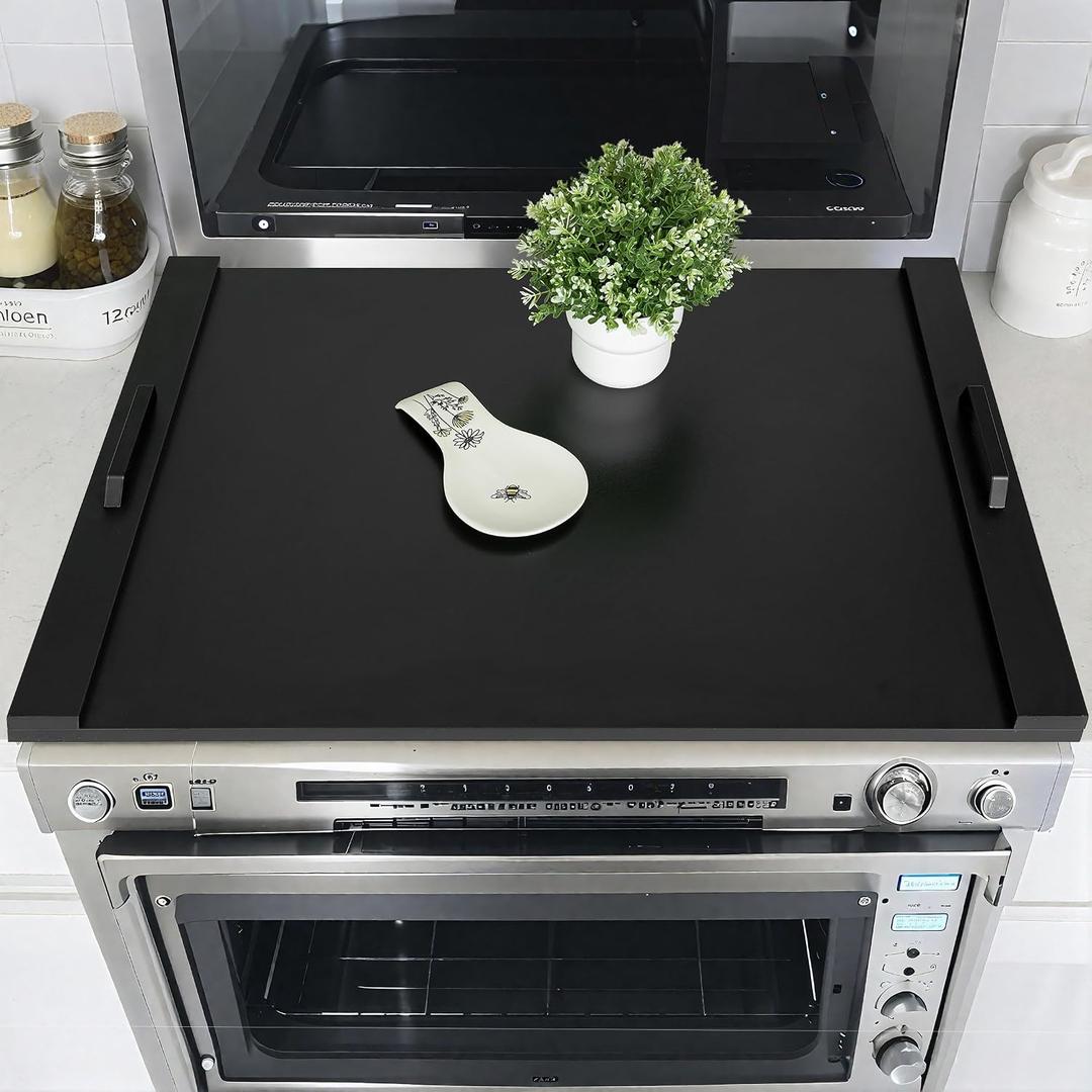 Hanobe Stove Noodle Board Cover: Black Gas Electric Cover Top Stovetop Wood for Home Kitchen Oven Large, 30"L x 22"W