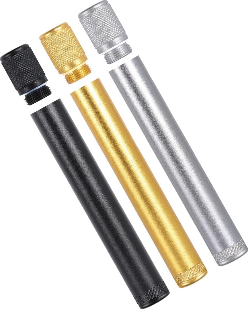 Metal Tube Airtight Aluminum Storage Waterproof Metal Container  Travel Friendly for Camping, Hiking, Home Organization, Portable Metal Airtight Tube (Black&Golden&Sliver)