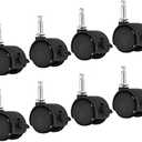 PATIKIL 1 Inch Swivel Stem Casters, 8 Pack Nylon 360 Degree Insert Swivel Stem Wheels with Brake for Chair Shelf Furniture Replacement, Black