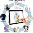 KOBAIBAN A4 LED Super Bright Light Box with Foldable Stand, Ultra-Thin Light Board for Diamond Painting, USB-C Power Light Table for Tracing, Light Pad for Sketching, Drawing, Weeding Vinyl (Black)