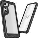 Ghostek ATOMIC slim Samsung Galaxy S23 Case Clear Back and Shockproof Aluminum Bumper Protective Military Grade Phone Covers with Heavy Duty Protection Designed for 2023 Galaxy S 23 (6.1 Inch) (Black)