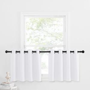 NICETOWN 50% Blackout Tiers Small Curtains - Grommet-Top Design Room Darkening Window Treatment Drapes for Kitchen/Bathroom/Cafe/Dorm, 2 Panels, 52W by 24L 1.2 inches Header, Pure White