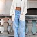 Saodimallsu Womens Cable Knit Cardigan Sweaters Fall Oversized Long Sleeve Button Open Front Knit Sweater Coats (XX-Large, White)