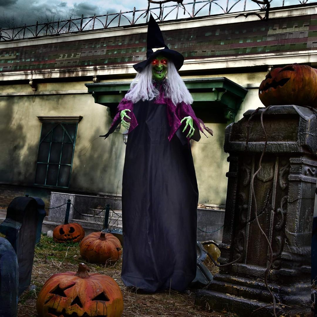 FUN LITTLE TOYS 79 Halloween Decorations Outdoor - Hanging Animatronic Halloween Decorations Witch Eyes Bright for Haunted House Prop Décor, Halloween Outdoor Indoor Decor