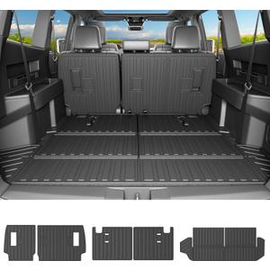 powoq 7 Seats Fuel Cargo Mat Compatible with 2025 2026 Toyota 4Runner Trunk Mat 2nd Backrest Trunk Liner TPE Cargo Liner 3rd Back Seat Protector Replacement for 2025-2026 Toyota 4Runner Accessories