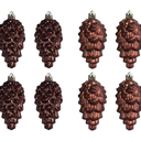 Sliner 8 Pcs Christmas Pinecone Ornament Glass Pinecone Bulk for Christmas Tree 3 Sizes Glass Ornament Fall Hanging Pine Cone Pendants for Winter Xmas Fall DIY Craft Decor (Golden Brown)