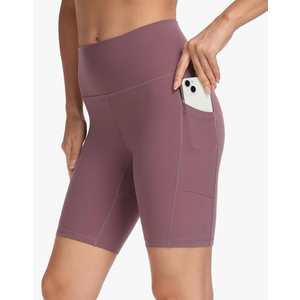 YUNOGA Womens High Waist Biker Shorts with Pockets 6"/8" Yoga Shorts Gym Workout Running Spandex Shorts M