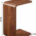 CHSSIH C Shaped End Table for Couch - Wooden Sofa Side Table, Slide Under Couch Table for Living Room, Bedroom, Laptop, Coffee, Small Space Narrow Furniture, Walnut