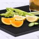XieNie Bar Mat, 18" x 12" Black Rubber Coffee Mat for Home Bar Kitchen Countertop, Non-Slip Service Spill Mat for Cocktail Bartender Accessories, PVC Counter Top Cup Glasses Drying Mats, 1Pac