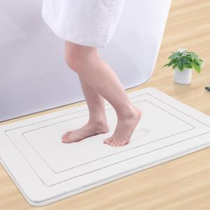 Arotive Memory Foam Bathroom Rug Mat 36x24, Ultra Soft and Absorbent Bath Mat, Machine Wash Dry, Comfortable Bath Rug Carpet for Bathroom Floor, Tub and Shower, Ivory