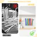 Acrylic Magnetic Straw Holder for Cabinet, Straws Storage Container for Cupboard with Double Sided Adhesive and Stickers, Drinking Reusable Straws Dispenser for Kitchen Counter