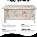 Hand-Carved Wooden Coffee Table – 36x18” Rectangular Mango Wood, Cafe Table 36x18"