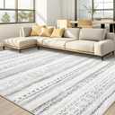 kakania 8x10 Washable Area Rug: Non Slip Soft Thin Carpet, Boho Geometric Modern Decor, Easy Clean Indoor Floor Large Rugs for Living Room Bedroom Kids Dorm Office Dining - Grey