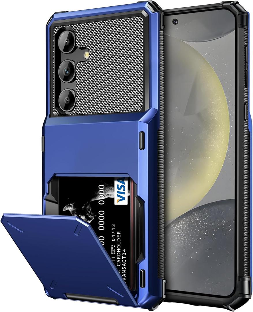 Vofolen for Samsung Galaxy S24 Wallet Case with Card Holder, 4-Card Dual Layer Heavy Duty Shockproof Wallet Case, Hidden Flip Card Slot Large Storage Protective Case for Galaxy S24, 6.2'' Navy