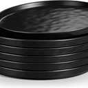 LIANYU Ceramic Dessert Plates Set of 6, 10.2 Inch Dinner Appetizer Plates for Kitchen Dining, Porcelain Round Plate Serving Cake Bread Salad Snack, Microwave & Dishwasher Safe, Obsidian Black