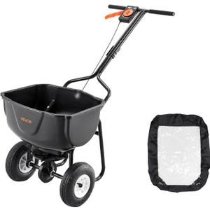 VEVOR Walk Behind Spreader 60 LBS Capacity Push Broadcast Spreader Black
