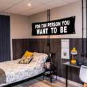 72x24Inch Motivational Gym Banner For The Person You Want To Be with Brass Grommets - Perfect for Garage Gym Decor, Fitness Flags & Inspirational Workout Wall Art