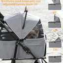 Pet Stroller with Removable Carrier, 35lbs Capacity - One-Click Foldable Dog Stroller, Cat Carrier & All-Terrain Wheels, Compact Travel Pet Stroller for Small to Medium Pets-Gray