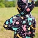 Ahegao Blue Galaxy Hoodies for Girls Novelty Black Cats Sweatshirts Sweater Size 6 7 8 Kids Soft Hoodys Big Girl Graphics Pullover Tops