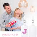 4 x Sodsay 2 PCS Initial Luggage Tag, Luggage Tags for Suitcases Cute Sequin Letter PU Leather Travel Bag Baggage Tags Privacy Cover ID Label for Women Kids Teens Men(J, White Leather+Hot Pink Letter)