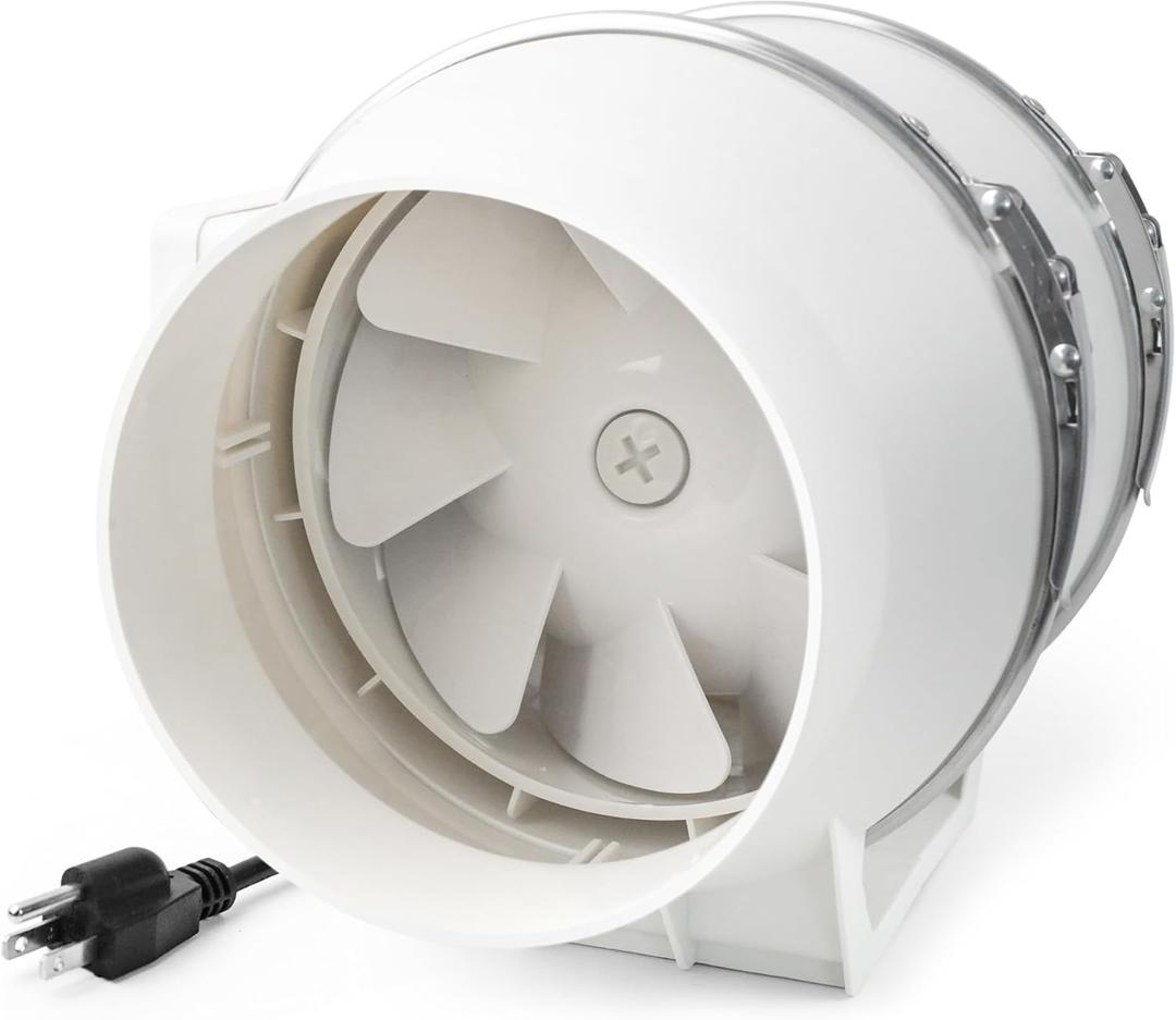 Voltset 6 Inch Duct Fan, Inline Ventilation Exhaust Fan, 390 CFM Duct Intake High Efficiency Air Fan for Vent Bathroom, Kitchen, Grow Tent, Hydroponics, 3D Printer