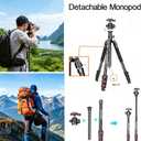FreeSea 72 inch Camera Tripod,Transverse Center Column Aluminium DSLR Tripod with 360 Degree Ball Head 15kg Load Capacity,Quick Release Plate,Detachable Monopod