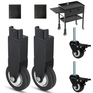Upgraded Caster Wheels for Blackstone 28" Griddles, Griddle Wheels Parts for Blackstone Accessories with Brake, 360 Degree Silky Swivel, Griddle Parts for Blackstone 2287 2403, Adventure Ready 28"