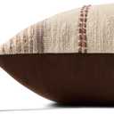 Loloi Ivory/Multi 12'' x 27'' Cover w/Down Pillow | PLL0157 Approx. 12"x27" Ivory / White, Farmhouse, Coastal, Neutral, Pillow