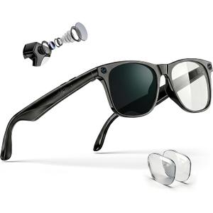 EarlySincere AI Smart Glasses with 4K Camera & ChatGPT, Photochromic Transition Lenses + Extra Blue Light, Real-time Translator & Meeting Minutes, Voice Control Smart Wearable