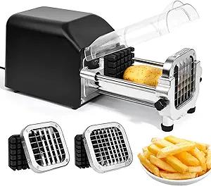 Befano Electric French Fry Cutter, Upgrade Lid Control Version with 1/2 Inch and 3/8 Inch Blade. 300w Commercial Grade Stainless Steel Potato Cutter for French Fries, Sweet Potato,Carrots