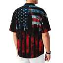 COTAIL Men's Tropical Hawaiian Beach Shirt, Short Sleeve Shirts for Men, Quick-Dry Button Up Shirt for Party, Summer, Vacation, Casual Wear (Medium, American Flag) (M)