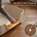 Suhaco Low Entry Litter Box for Senior Cats Extra Large Cat Litter Box with High Sides for Kitten, Anti Splashing & Easy to Clean for Indoor Cats Litter Pan (Gray)