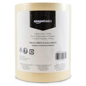 Amazon Basics Masking Tape, 0.94 inch by 180 feet, 6 Rolls, Beige