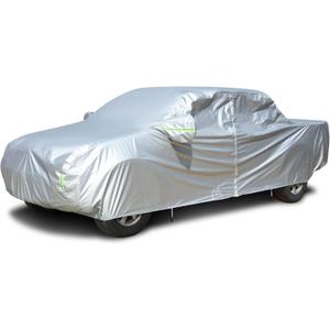 Tecoom Truck Cover Waterproof All Weather Truck Covers for Automobiles, Zipper Door/Lock Pickup Cover Fit for Chevry Dodge Ford Jeep Lincoln Nissan Ram Suzuki Toyota GMC Cadillac (Length Up to 233") (Silver-Polyester)