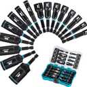 LIBRATON Magnetic Nut & Driver Set, 16pc Impact Driver Bit Set, 1/4"-9/16" Nut & 1/4"-4/3" Deep Nut Drivers, SAE Drive, Toolbox for Car Repairs