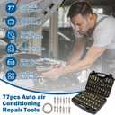 VINGVO Car Air Conditioning Leak Detector Kit, 77pcs Automotive AC Leak Test Set with Brass Connectors, Professional Universal AC Connector Repair Tools Kit for Car & Truck Refrigerant System