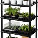 5-Tier Seed Starter Trays, Plant Stand, with Bottom-Watering Design Reinforced Thickened Shelf for Small Pots, Balcony/Indoor Seed Starting & Greenhouse, Black (10"*15"*37", Dark)