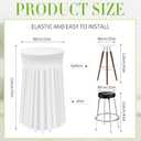 Tegeme 1 Pack 32 x 43 Inch Round Spandex Cocktail Tablecloths with Skirt Cocktail Round Table Cover Spandex Stretch Tablecloth for Fitted High Top Table Bar Wedding Party Banquet (White)