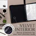 Premium Black Trading Card Binder with Handle 900 Card Capacity, 50 Double-Sided 9-Pocket Sleeves, PU Leather Zippered Design, Velvet Lining, Includes Bonus Clear Card Holder 13" x 10.5" x 1.8"