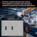 BESTTEN 3-Gang Combo Metal Wall Plate with hite or Clear Plastic Film, 1-Blank/2-Toggle, Standard Size, Corrosion-Resistant Stainless Steel Light Switch Cover, Brushed Finish, 2 Pack, Silver