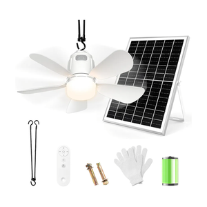 Solar Ceiling Fan Light, 20000mAh Portable Gazebo fan with 30W Solar Powered Fan with Remote Control, Outdoor Ceiling Fan with Light for Patios, Canopy, Shed, RV, Porch and Chicken Coop