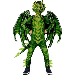 Morph Green Dragon Costume for Kids, Dragon Wing Costume for Boys, Halloween Dress-Up, Fun Outfit (Large)