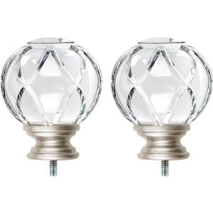 KAMANINA Crystal Netted Texture Replacement Ends for 1 or 7/8 Inch Curtain Rods, Champagne Gold Drapery Rod Finials, Set of 2 with M6 Standard Screws