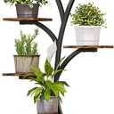 LINZINAR Plant Stand Indoor outdoor Tall Shelf for Multiple Flower Holder Display Tree-Shaped Rack for Home Living Room Metal