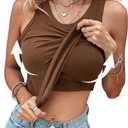 Chic-Me Tank Top with Bra, Ribbed Tank Top with Built in Bra, Round Neck Ribbed Tank Top with Bra Pads