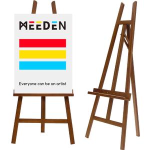 MEEDEN Wooden Easel Display Stand: Adjustable Art Easels for Sign, A Frame Painting Easel for Canvas up to 60", Ideal for Artist Adults Drawing Picture Poster - Walnut, Medium