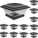 HUYIENO Solar Post Cap Lights Outdoor LED Lighting Deck Fence Cap Light Two Light Modes Warm White/Bright White Suitable for 4x4 Wooden Posts (Black, 12pk)